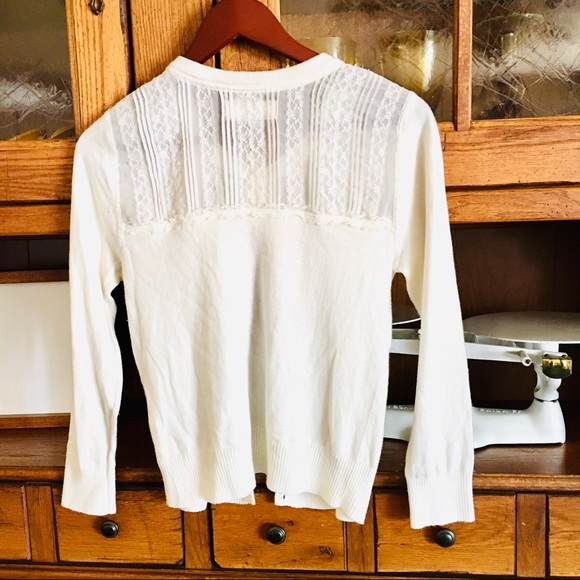 Abercrombie Fitch cream creme ivory sweater lace moose logo - Picture 9 of 10